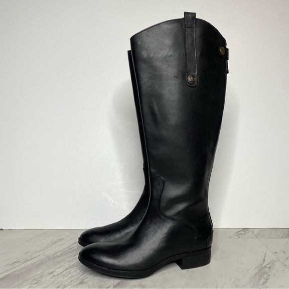 New! Sam Edelman Penny Black Leather Wide Calf Riding Boot 6M - Picture 12 of 12